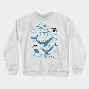 Watercolour Whale ocean Crewneck Sweatshirt